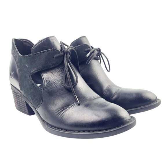 Born Celia Cutout Black Leather Booties‎ - Size 8 - Picture 1 of 10